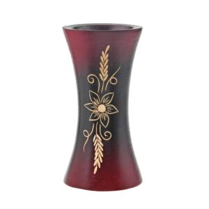 aeravida pretty asian flower red and black natural mango tree wood flower vase | modern farmhouse home décor | kitchen bedroom living room home decoration