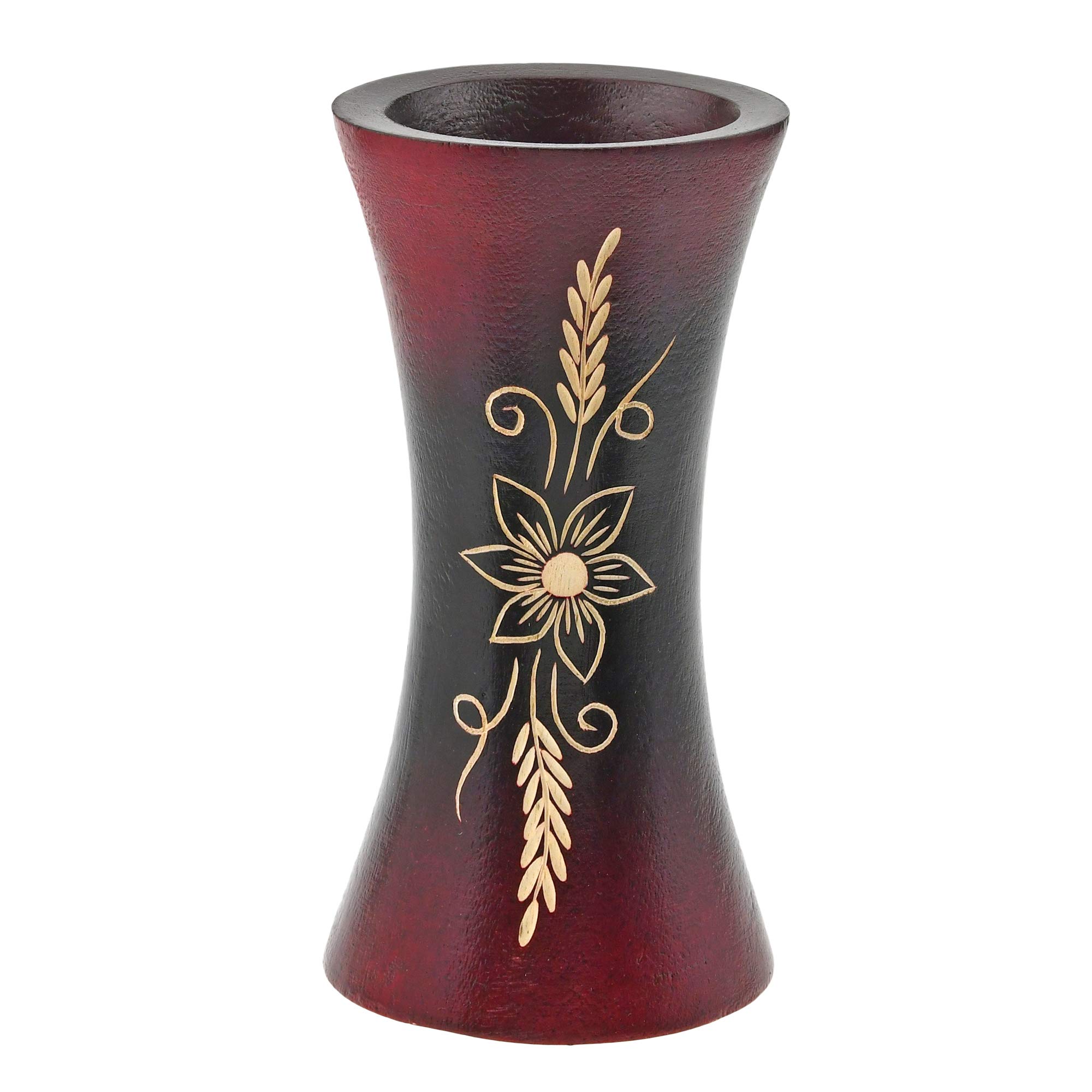 AeraVida Pretty Asian Flower Red and Black Natural Mango Tree Wood Flower Vase | Modern Farmhouse Home Décor | Kitchen Bedroom Living Room Home Decoration