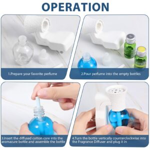 2 Pieces Wall Plug-in Diffuser Fragrance Plug with 4 Pieces Empty Bottles for Spreading Essential Oils Home Bathroom (White)