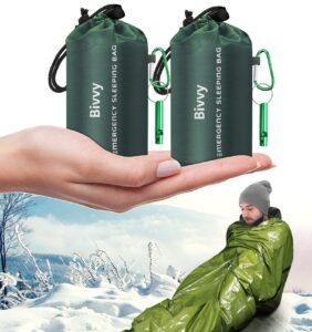 timok emergency sleeping bags thermal-emergency-blankets 2 packs ultralight space blankets survival waterproof outdoor gear for hiking, camping, first aid kits, green