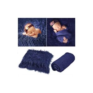 ZHANGLI 2PCS Newborn Baby Photography Props, Baby Photography Blanket & Wrap Set, Infant Soft Faux Fur Photography Backdrops Mat Rug for Baby Boys Girls