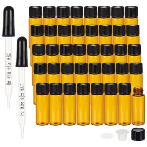 benecreat 40 pack 5ml amber brown orifice reduce essential oil bottles with glass droppers for aromatherapy fragrance oils