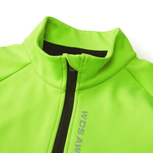 WOSAWE Men's Thermal Fleece Cycling Jacket Winter Biking Jersey Long Sleeves Reflective Bike Outfit, Green XL