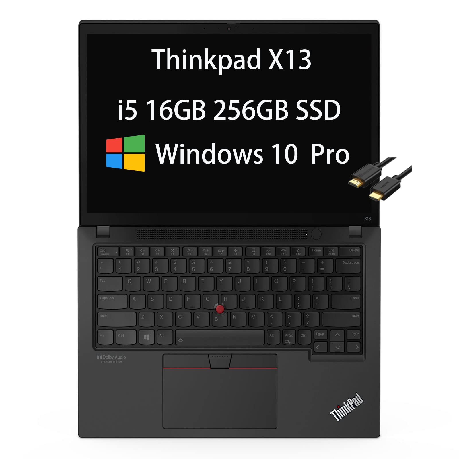 Lenovo ThinkPad X13 Gen 2 13.3" WUXGA (Intel 4-Core i5-1145G7 vPro, 16GB RAM, 256GB SSD) Business Laptop, Backlit, Fingerprint, Thunderbolt 4, Webcam, Wi-Fi 6, IST Cable, Win 10 Pro/Win 11 Pro