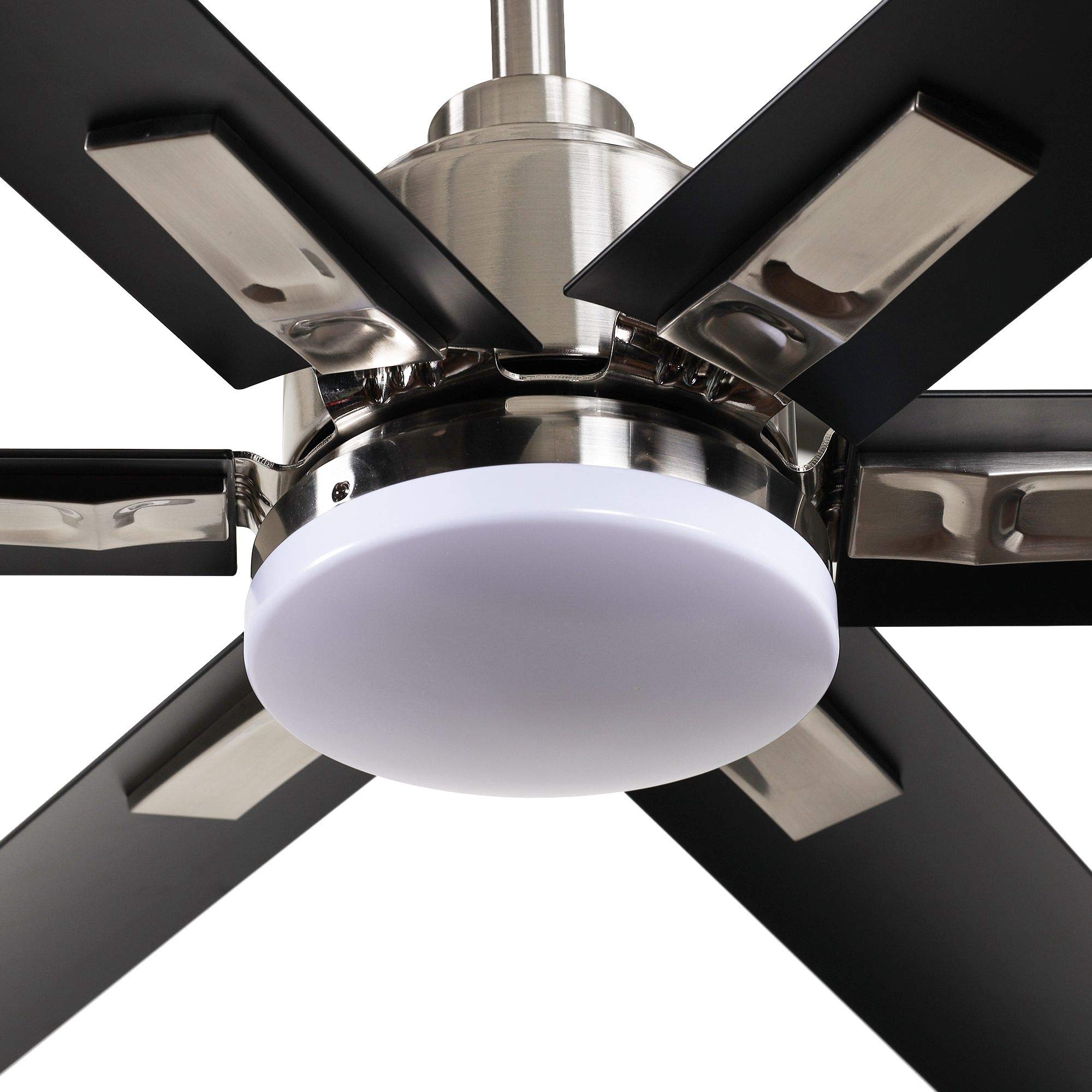 Parrot Uncle Ceiling Fans with Lights and Remote 72 Inch Modern Large Ceiling Fan with Light Outdoor Ceiling Fans for Patios Covered with LED Light, Brushed Nickel