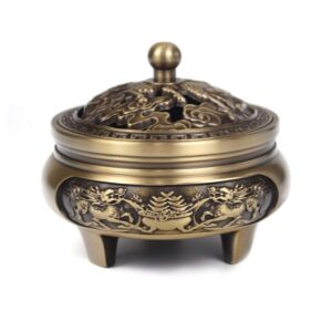 wallfire incense burner kirin carved pure copper sandalwood three- legged stove office home chinese style incense burner with lid