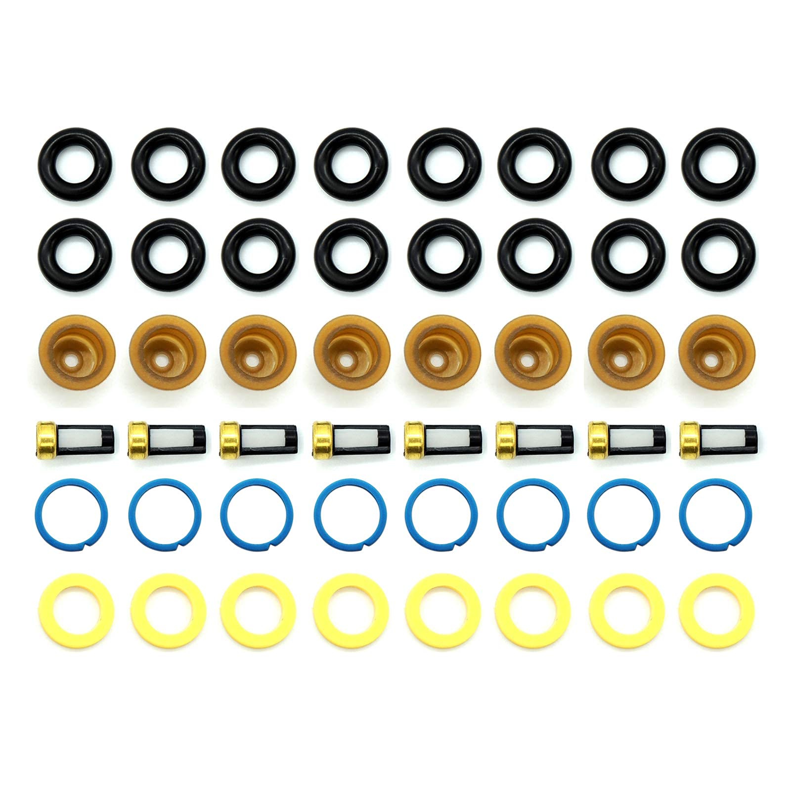 HiSport Fuel Injector Seal Kits Include O-rings, Pintle Caps, Seal Spacers and Filter Baskets Universal Repair Set Replaces 0280150962 [8 Set]