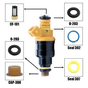 HiSport Fuel Injector Seal Kits Include O-rings, Pintle Caps, Seal Spacers and Filter Baskets Universal Repair Set Replaces 0280150962 [8 Set]