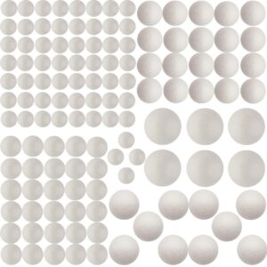 126 pack craft foam balls, 5 sizes including 1-2.4 inches, white polystyrene smooth round balls, foam balls for arts and crafts, diy craft for home, supplies school craft project and holiday party