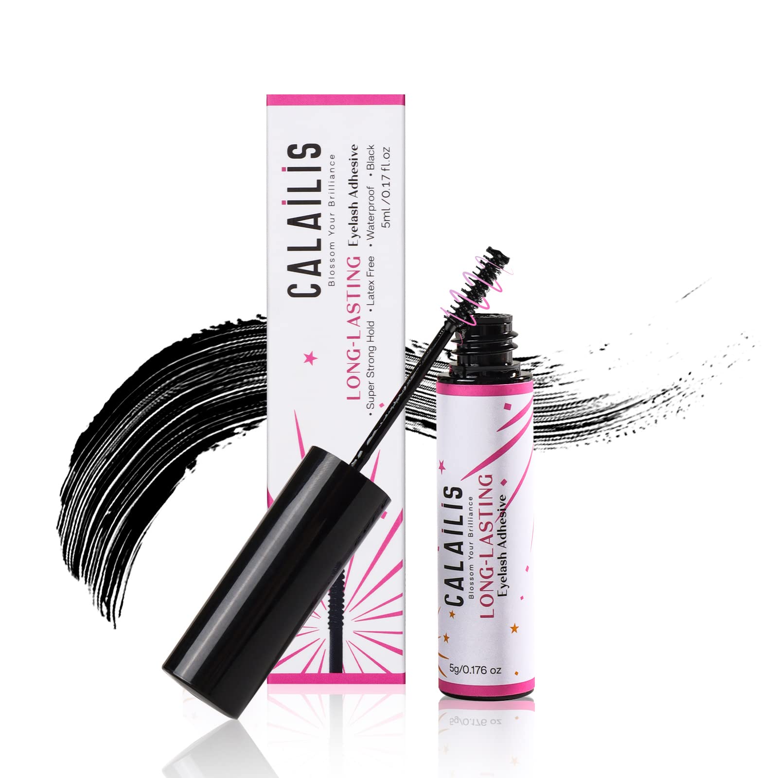 CALAILIS Lash Glue, Cluster Lash Glue for DIY Lash Extensions Super Strong Hold 48 Hours Long Lasting Lash Extension Glue for Lash Cluster Waterproof Non-Irritating Fast Drying Lash Glue