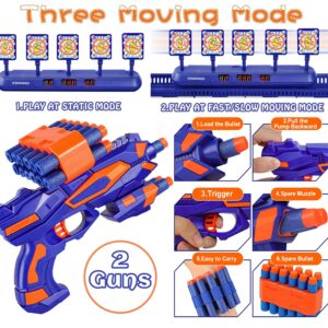 SWEMNED Running Shooting Targets for Nerf Gun Practice,Upgrade 5 Targets Auto Reset /3 Game Mode Electronic Scoring Digital Moving Target, Ideal Gift Toy for Age 6,7,8,9,10,12,13+ Year Old Kid/Boys