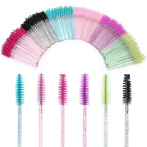 elisel 300 pcs disposable mascara brushes crystal eyelash brushes mascara wands applicator eyelash extensions makeup tools eyebrow brush (crystal multicolor)