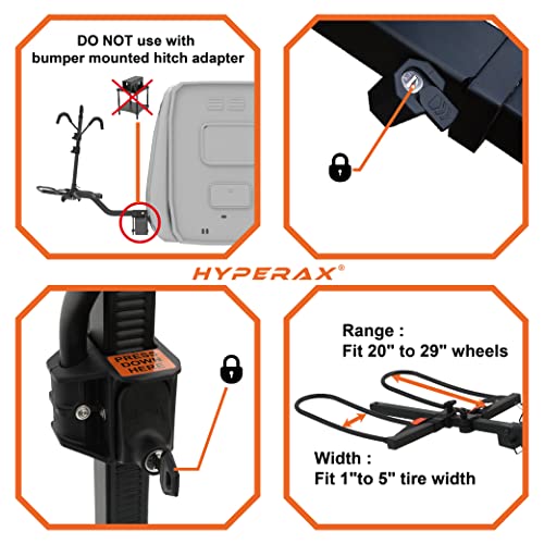 HYPERAX Volt RV -Approved Hitch Mounted 2 E Bike Rack Carrier for RV,Camper,Motorhome,Trailer,Toad with 2" Class 3 or Higher Hitch Receivers -Fits Up to 2X 70lbs E Bikes with Up to 5" Fat Tires