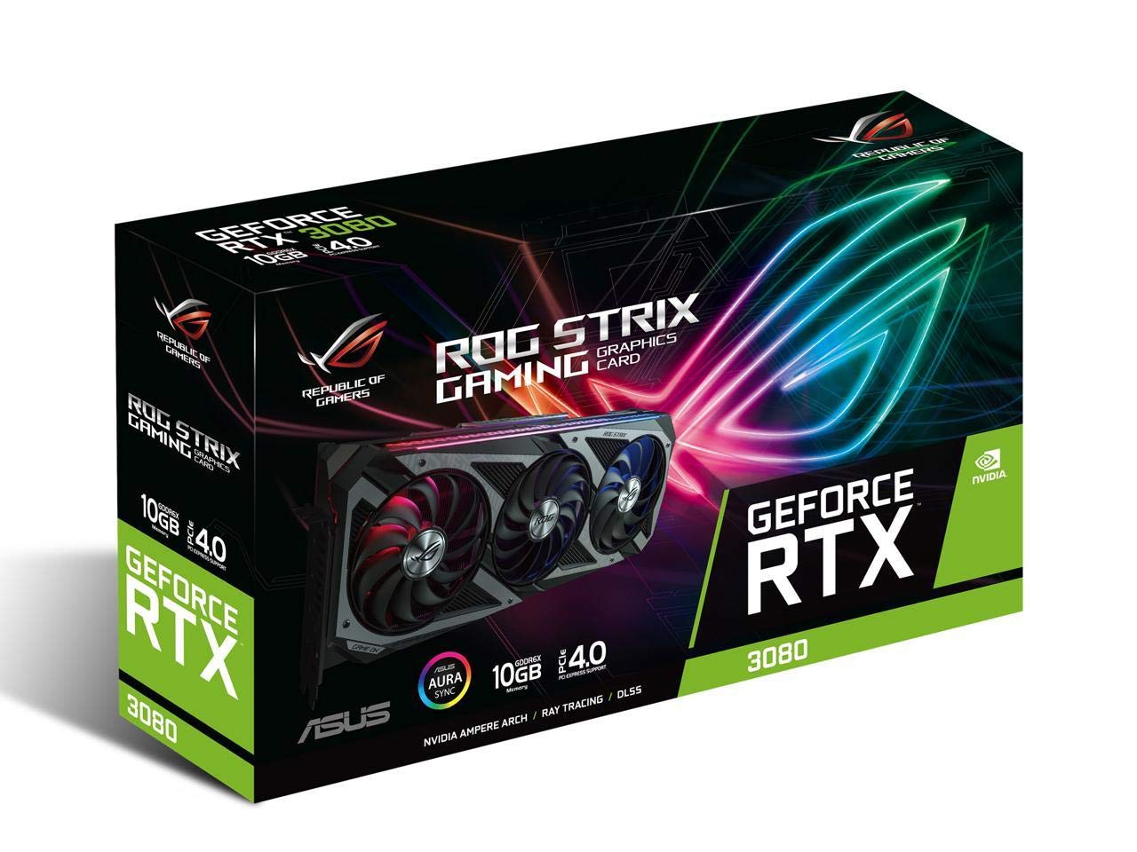 ASUS ROG STRIX NVIDIA GeForce RTX 3080 OC Edition Gaming Graphics Card (PCIe 4.0, 10GB GDDR6X, HDMI 2.1, DisplayPort 1.4a, Axial-Tech Fan Design, 2.9-Slot, Super Alloy Power II, GPU Tweak II)