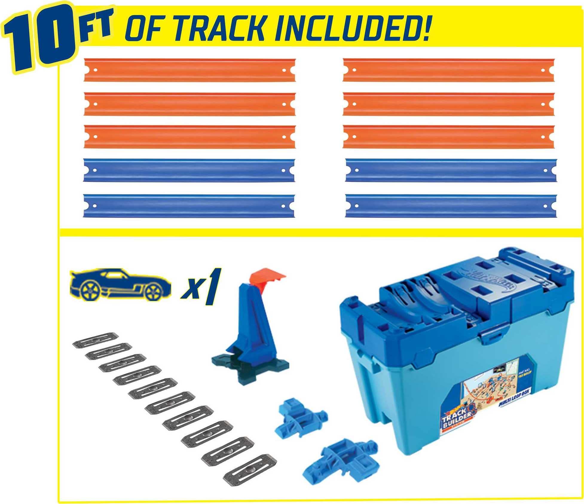 Hot Wheels Track Builder Multi Loop Box Ultimate Storage 10 Feet of Track, Connectors, Launcher, Diecast Car, Portable Ages 4 and Above