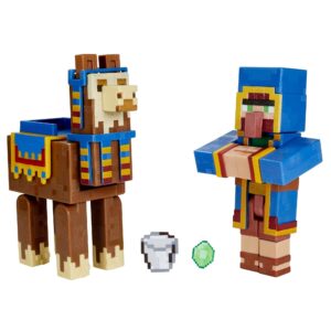 mattel minecraft craft-a-block 2-pk, action figures & toys to create, explore and survive, authentic pixelated designs, collectible gifts for kids age 6 years and older