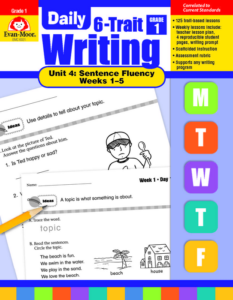 daily 6 trait writing bundle, grade 1, unit 4 sentence fluency, weeks 1-5
