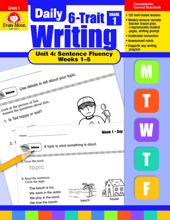 Daily 6 Trait Writing BUNDLE, Grade 1, Unit 4 SENTENCE FLUENCY, Weeks 1-5