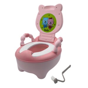 HTTMT- Baby Kids Pink Bear Portable Potty Training Toilet Seat With Pad Toddler Lovely Toilet Comfortable Soft Seat Stool Chair [P/N: ET-BABY003-PINK]