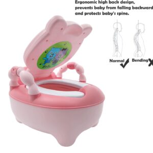 HTTMT- Baby Kids Pink Bear Portable Potty Training Toilet Seat With Pad Toddler Lovely Toilet Comfortable Soft Seat Stool Chair [P/N: ET-BABY003-PINK]