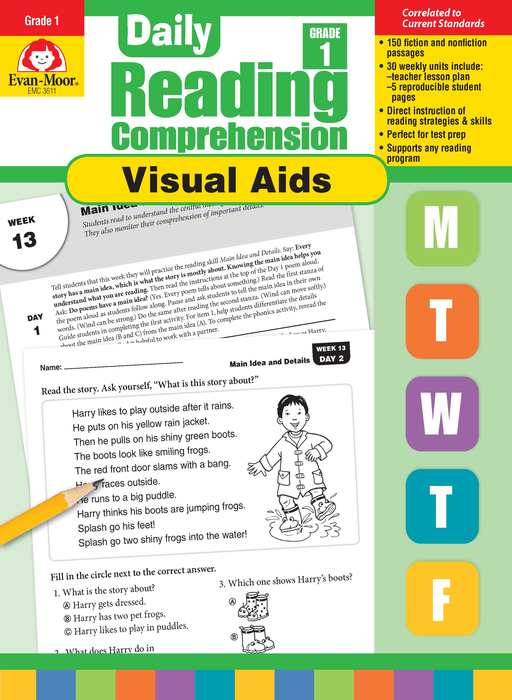 Daily Reading Comprehension Visual Aids, Grade 1