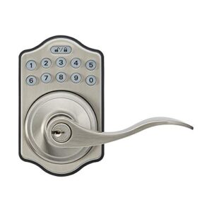 amazon basics electronic keypad entry lever door lock, satin nickel, 7.83 cm x 12.91 cm