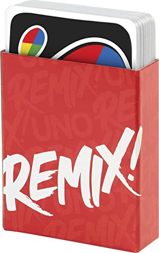 Mattel Games UNO Remix Card Game for Family Night with Customizable Options & Write-On Cards in Storage Tin for 3-6 Players