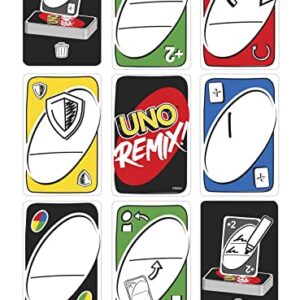 Mattel Games UNO Remix Card Game for Family Night with Customizable Options & Write-On Cards in Storage Tin for 3-6 Players