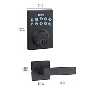 Amazon Basics - Contemporary Electronic Keypad Deadbolt Door Lock With Passage Lever, Matte Black, 15.98 x 6.10 x 3.07 inches (LxWxH)