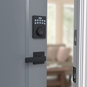 Amazon Basics - Contemporary Electronic Keypad Deadbolt Door Lock With Passage Lever, Matte Black, 15.98 x 6.10 x 3.07 inches (LxWxH)