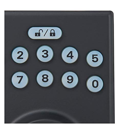 Amazon Basics - Contemporary Electronic Keypad Deadbolt Door Lock With Passage Lever, Matte Black, 15.98 x 6.10 x 3.07 inches (LxWxH)