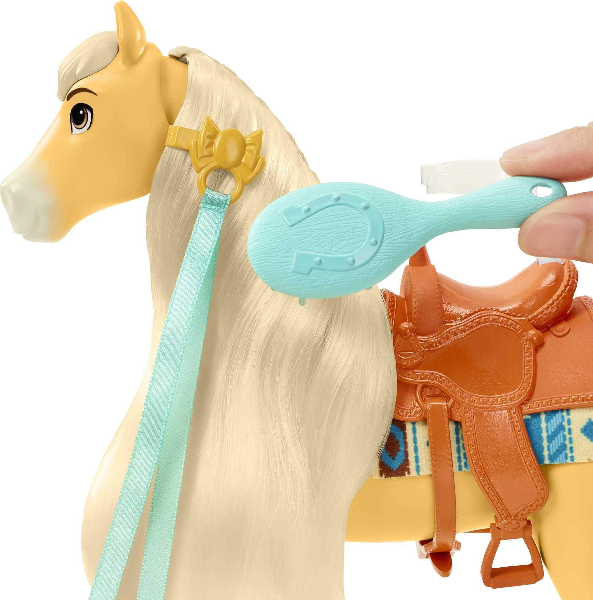 Mattel Spirit Untamed Miradero Festival Styling Chica Linda Horse (8-in) with Long Mane and Tail & Hair Play Accessories, Great Gift for Ages 3 Years Old & Up