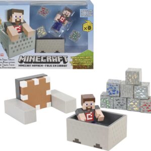 Minecraft Minecart Mayhem Playset With Steve Character Figure, Launching Cart And Accessories, Creation, Exploration And Survival Game For Kids Ages 6 Years And Older