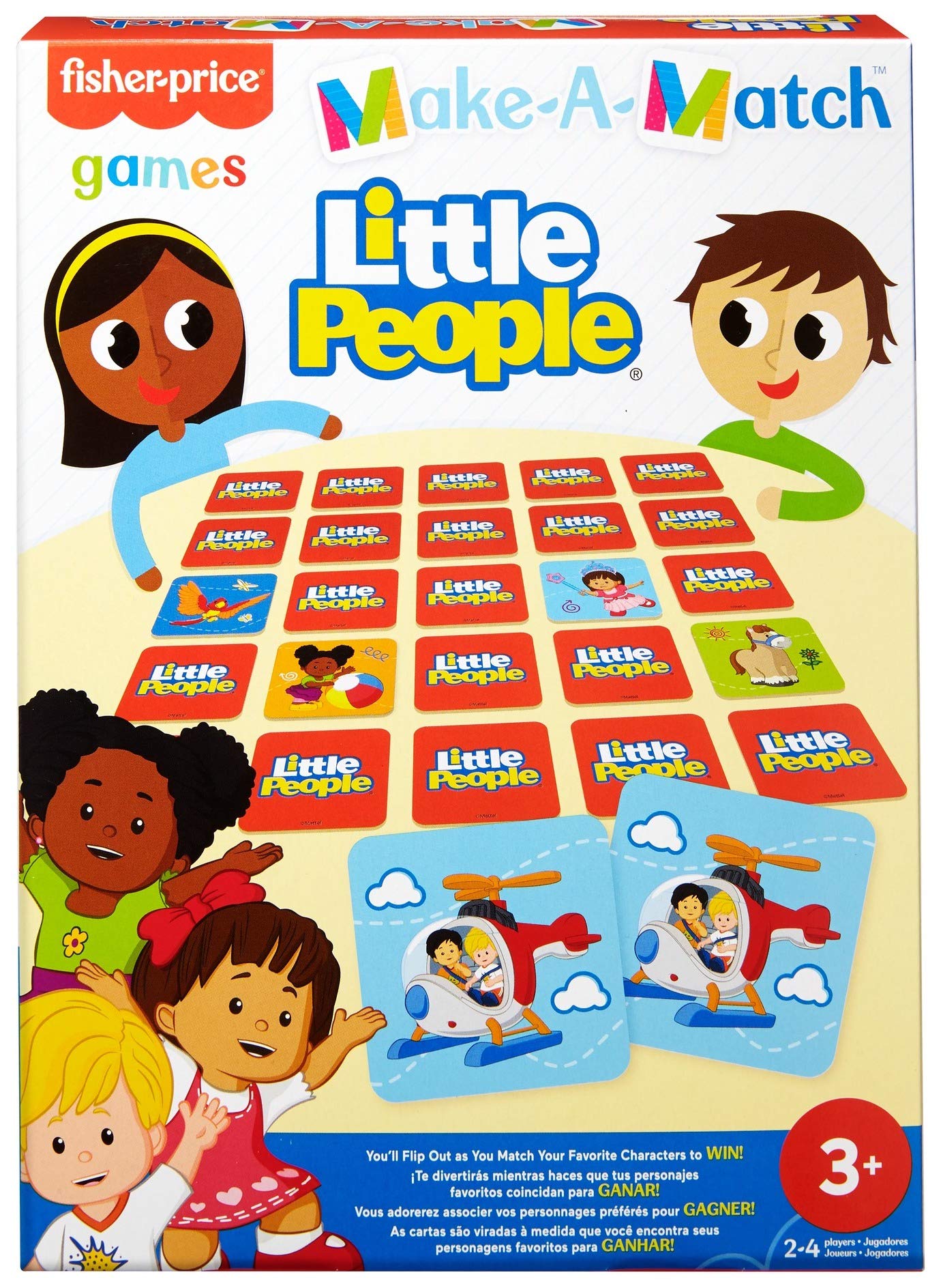 Mattel Games Fisher-Price Make-A-Match Card Game with Little People Theme, 56 Cards for 2 to 4 Players, Gift for Kids Ages 3 Years & Older