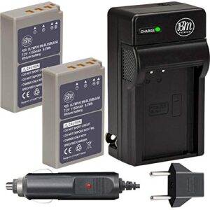 bm premium 2 bls-50, ps-bls5 batteries and charger for olympus om-5, om-d e-m5 iii, e-m10, e-m10 iii, e-m10 iv, epl7, e-pl8, e-pl9, e-pl10, stylus 1 cameras
