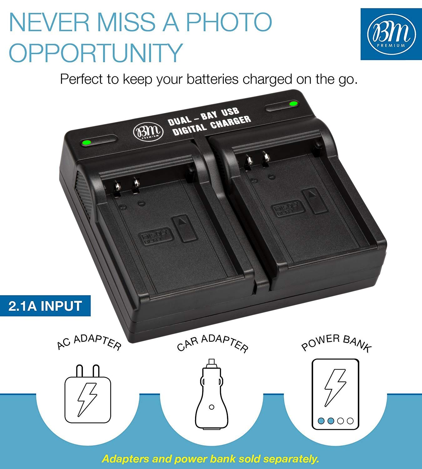 BM Premium 2 BLS-50, PS-BLS5 Batteries and Dual Bay Charger for Olympus OM-5, OM-D E-M5 III, E-M10, E-M10 III, E-M10 IV, E-PL8 E-PL9 E-PL10 Stylus 1 Cameras