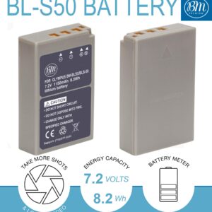 BM Premium 2 BLS-50, PS-BLS5 Batteries and Dual Bay Charger for Olympus OM-5, OM-D E-M5 III, E-M10, E-M10 III, E-M10 IV, E-PL8 E-PL9 E-PL10 Stylus 1 Cameras