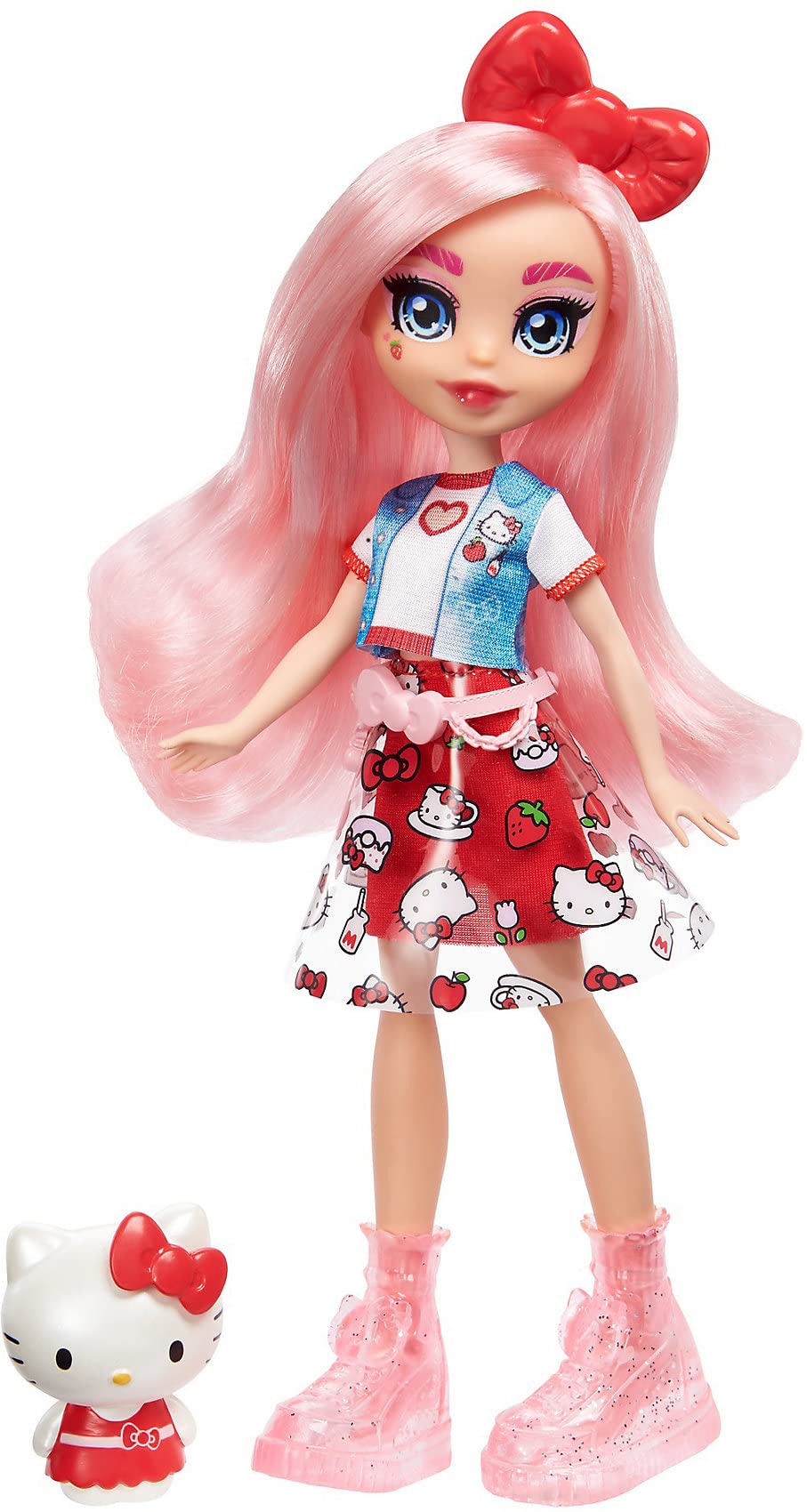 Sanrio Hello Kitty Figure & Éclair Doll (~10-in) wearing Fashions and Accessories, Long Pink Hair and Trendy Outfit, Great Gift for Kids Ages 3Y+