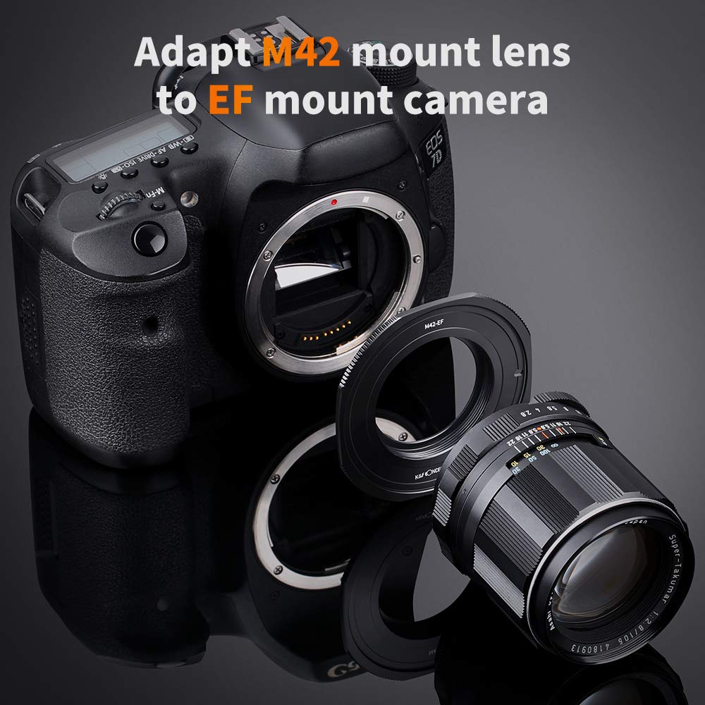 K&F Concept M42 to EOS Adapter, Updated Lens Mount Adapter for M42 Mount Lens to Canon EOS EF EF-S Mount Camera