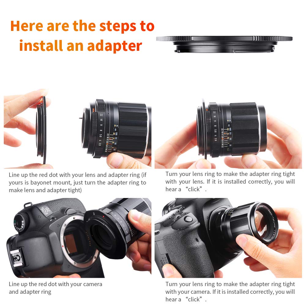 K&F Concept M42 to EOS Adapter, Updated Lens Mount Adapter for M42 Mount Lens to Canon EOS EF EF-S Mount Camera