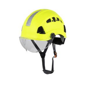 defender safety h1-ch safety helmet hard hat with visor ansi z89.1 (safety yellow/w visor)