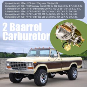 2 Barrel Carburetor Carb 2100 Carburetor 2150 Carburetor Compatible with Ford 289 302 351 Cu Jeep Engine F100 F250 F350 with Electric Choke Mounting Gasket - 302 carburetor by BOOTOP PIN