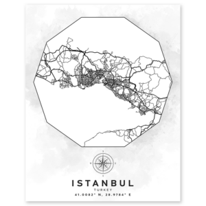 istanbul turkey aerial street map wall print - geography classroom decor