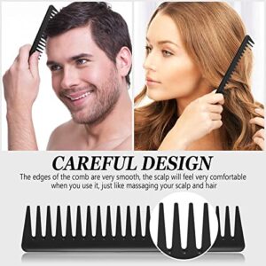 Wide Tooth Detangling Hair Comb Hair Styling Comb Set, Carbon Fiber Styling Cutting Comb Anti Static Heat Resistant Comb for Women Curly Straight Long Hair, Black, 3 pieces