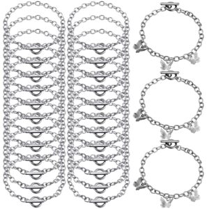 24 pieces bracelet chains with ot toggle clasp alloy bracelet link chains diy jewelry making bracelets chains for women diy jewelry crafts supplies (silver)