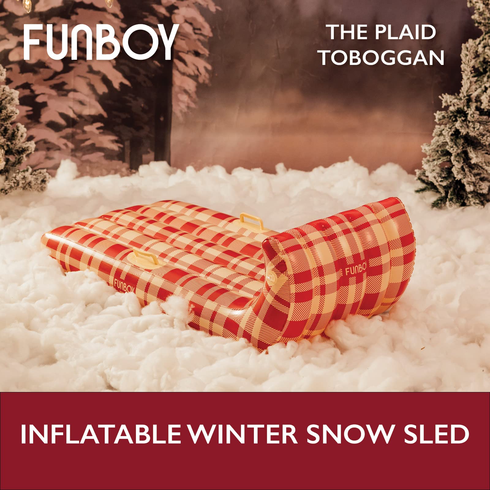 FUNBOY Winter Fun Inflatable Toboggan, Retro Single