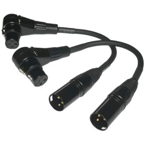 cess-041 right angle female xlr to straight male xlr plug cable, 3-pin to 3-pin, 2 pack