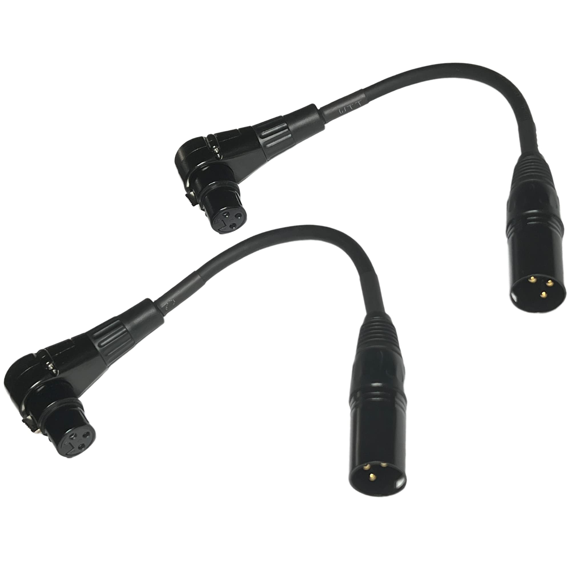 CESS-041 Right Angle Female XLR to Straight Male XLR Plug Cable, 3-Pin to 3-Pin, 2 Pack