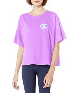 champion women's size plus cropped graphic tee, paper orchid-586788, 1x