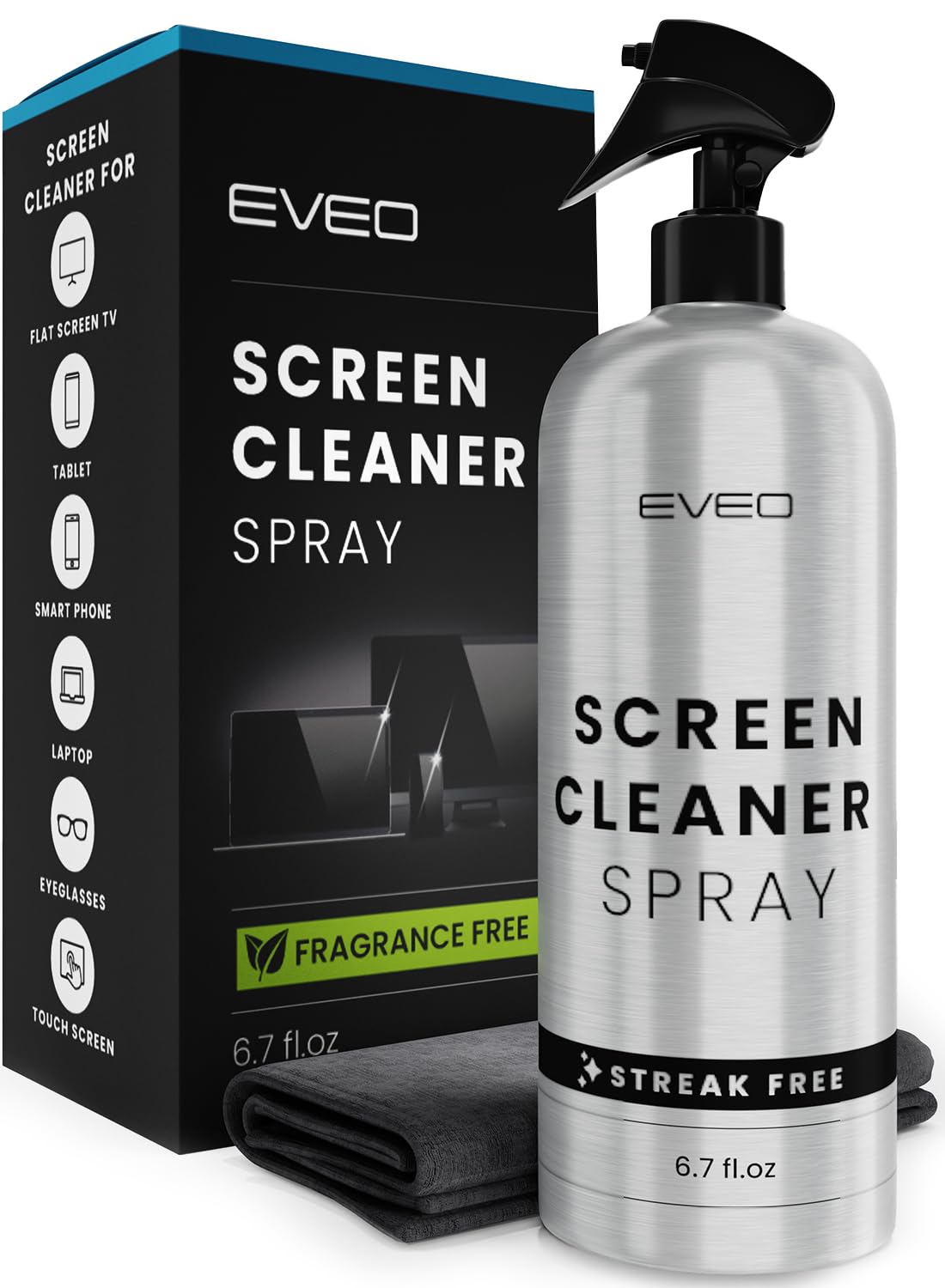 Screen Cleaner Spray - TV Screen Cleaner Spray and Wipe, Computer Screen Cleaner for Electronic Devices: TV, Laptop, iPhone, Ipad, Computer, MacBook- TV Cleaner for Smart TV-Microfiber Cleaning Cloth